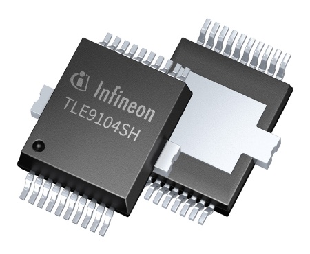 The Infineon TLE9104SH is the first smart four-channel low-side switch for currents up to 5A DC in 12V systems. It is designed to help reduce CO2 emissions in cars with an internal combustion engine.